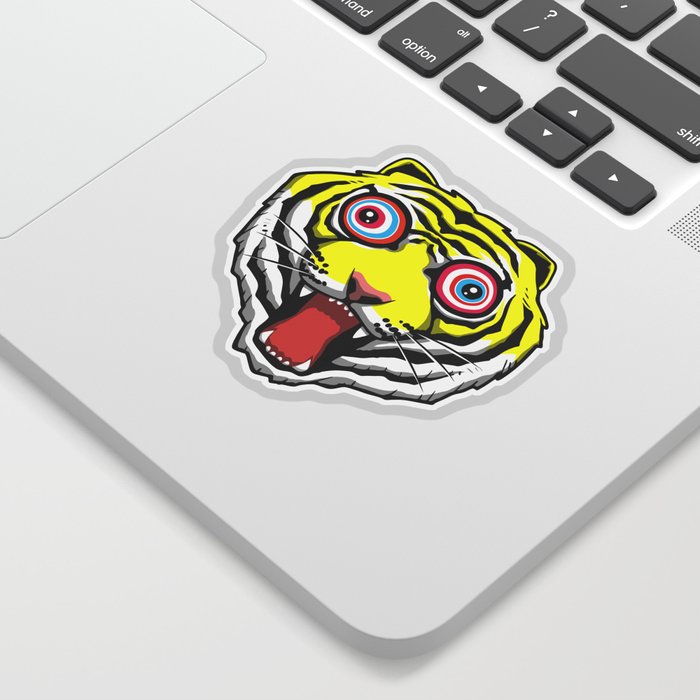 Psychedelic Tiger Eyes by Hello Banana Sticker