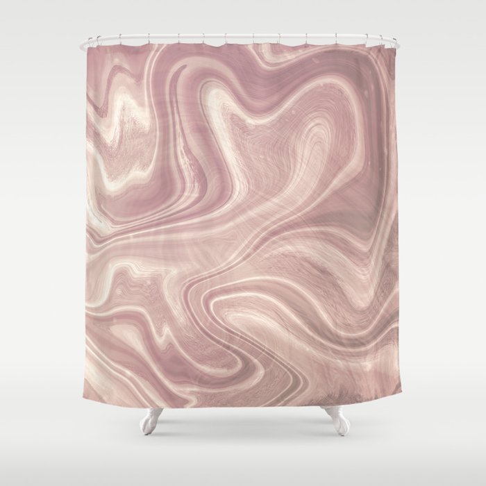 Dusty Rose Pink Swirl Marble Shower Curtain