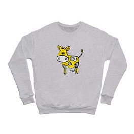 Fun yellow and grey hand drawn cow Crewneck Sweatshirt