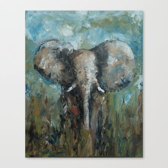 The Elephant Oil Painting Canvas Print By Chocolatelimedesign