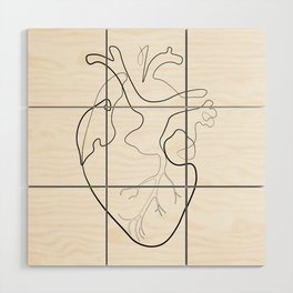 Single Line Anatomical Heart, Medical Wall Decor Wood Wall Art