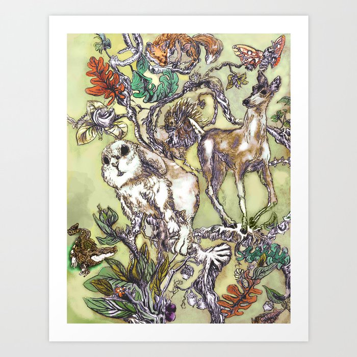 Fauna Inlay Pattern #1 Art Print