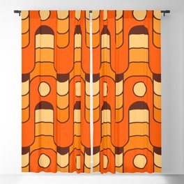 Mid Century Modern Geometric Sonic Wave Pattern 228 Orange Brown and Yellow Blackout Curtain