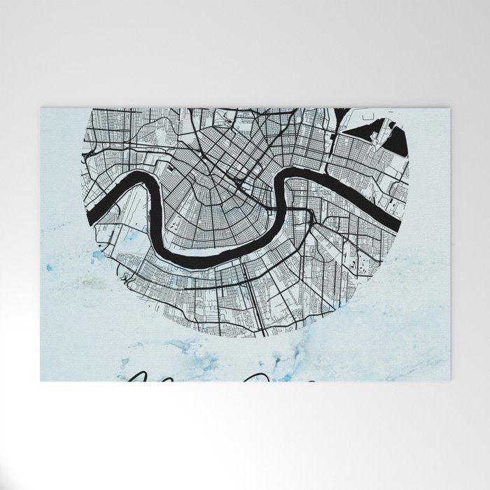 New Orleans - Louisiana Alpha Watercolor Map Welcome Mat