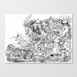 Anime Characters Doodle Canvas Print
