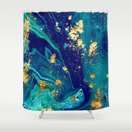 Marbled blue abstract background Shower Curtain
