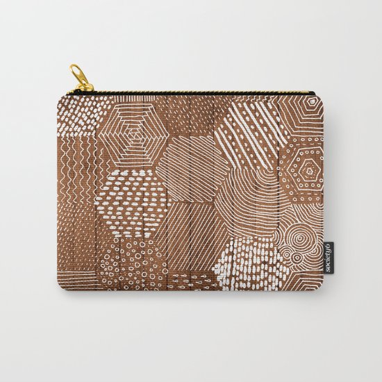 hexagon doodle patterns on wood Carry-All Pouch