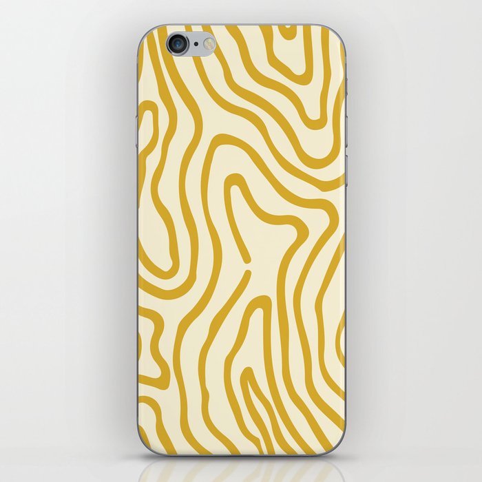 Abstract Retro Topographic Print - Papaya Whip and Gold iPhone Skin
