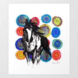 Wild horse with the rings Art Print