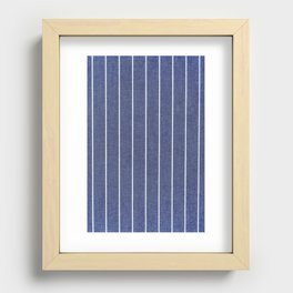 Navy Blue Stripes Recessed Framed Print