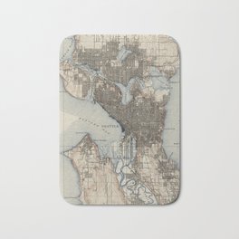 Vintage Map of Seattle Washington (1908) Bath Mat | Washingtonstate, Cartograph, Geography, Mapofseattle, Seattlewashington, Map, Cartography, Geographical, Oldmapofseattle, Seattle 