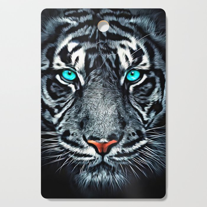 Blue Eyes Tiger Digital Oil Painting Cutting Board