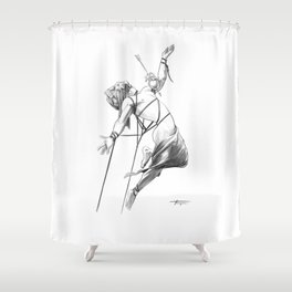 Mercy on a Chest with a Pierced Heart Shower Curtain