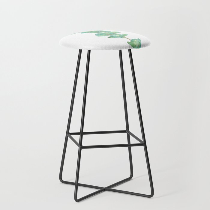 Eucalyptus plants leaves branches flowers Watercolor  Bar Stool