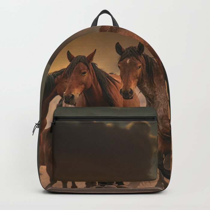 Wild Horses 0770 - Smoky Sunset Backdrop Backpack