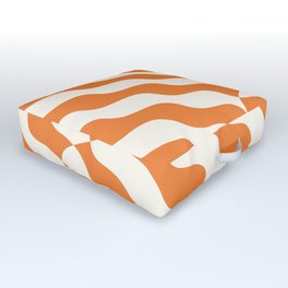 Retro Wavy Abstract Swirl Pattern in Orange Outdoor Floor Cushion