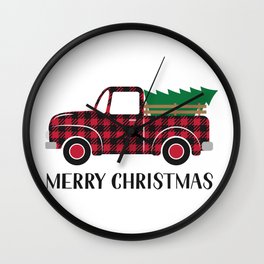 Christmas retro truck. Merry Christmas  Wall Clock