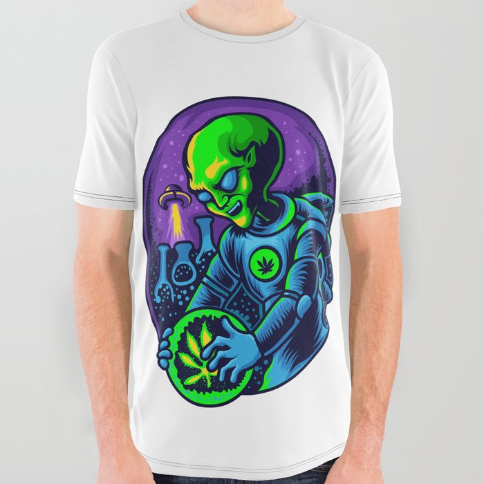 Alien research on cannabis All Over Graphic Tee