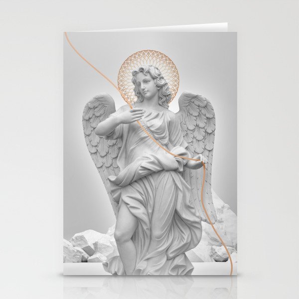 No3 in White Antique Statues Trio Stationery Cards