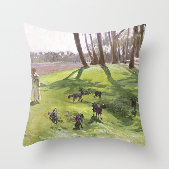 Landscape with Goatherd (ca. 1890–1891) by John Singer Sargent Throw Pillow