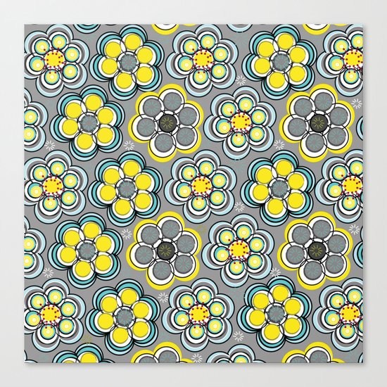 Yellow Circle Flowers Canvas Print