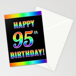 [ Thumbnail: Fun, Colorful, Rainbow Spectrum “HAPPY 95th BIRTHDAY!” Stationery Cards ]