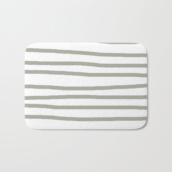 Simply Drawn Stripes Retro Gray on White Bath Mat