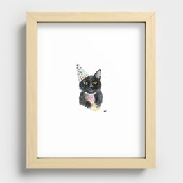 Party Cat Watercolor Print Recessed Framed Print