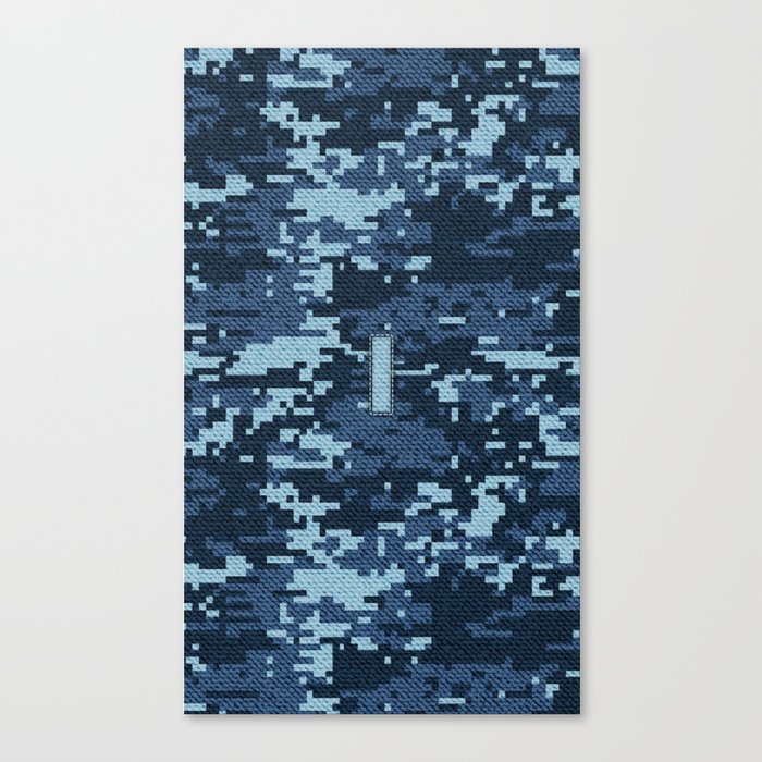Personalized I Letter on Blue Military Camouflage Air Force Design, Veterans Day Gift / Valentine Gift / Military Anniversary Gift / Army Birthday Gift iPhone Case Canvas Print