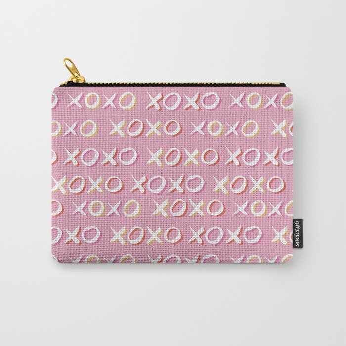 Pink XOXO Pattern Carry-All Pouch
