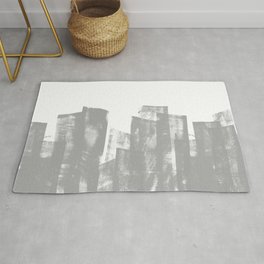 Rolled Ink Texture in Gray and White Rug