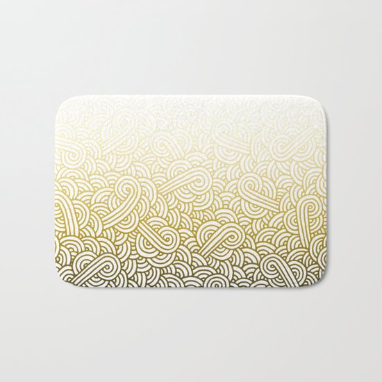 Gradient yellow and white swirls doodles Bath Mat