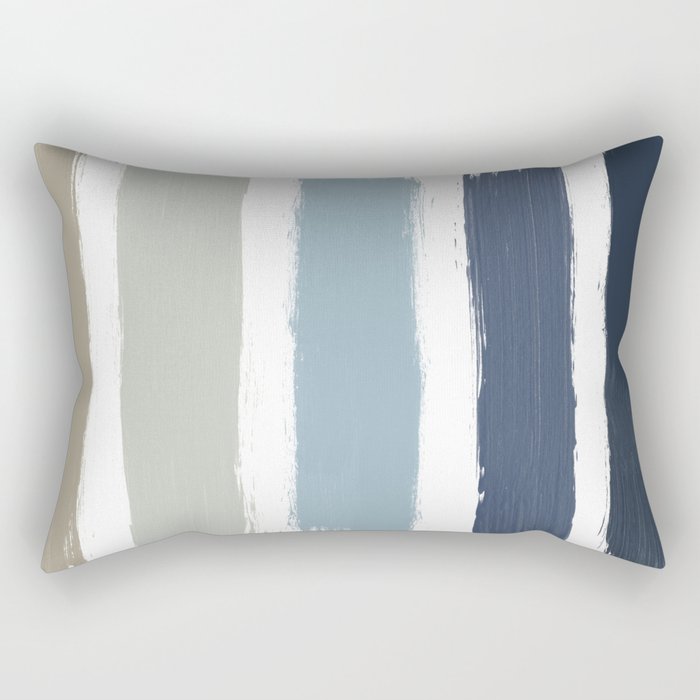 Blue & Taupe Stripes Rectangular Pillow