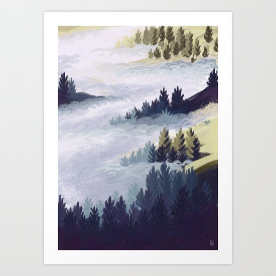 Foggy mountains Art Print