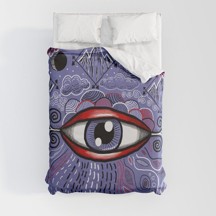 The all-seeing eye!  Very Peri periwinkle Duvet Cover