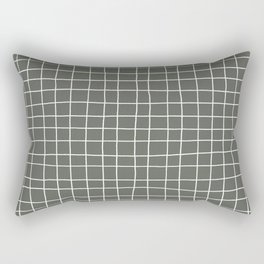 Dark Green White Thin Checkerboard Square Grid Pattern 2023 Color of the Year Valspar Flora 5004-2C Rectangular Pillow