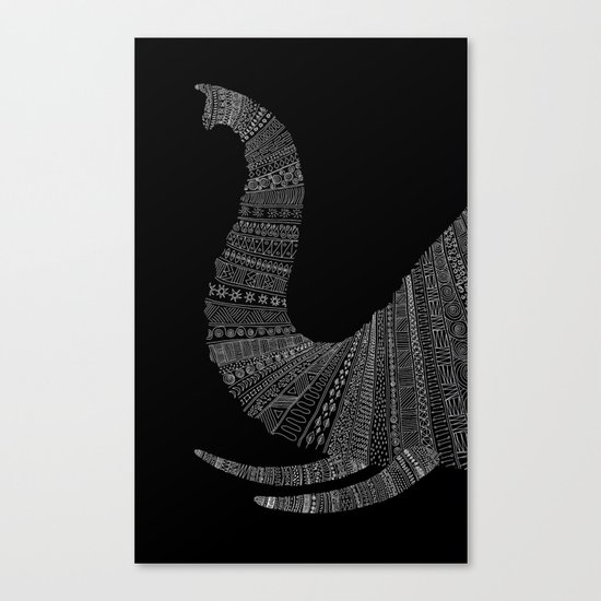 Elephant (On Black) Canvas Print