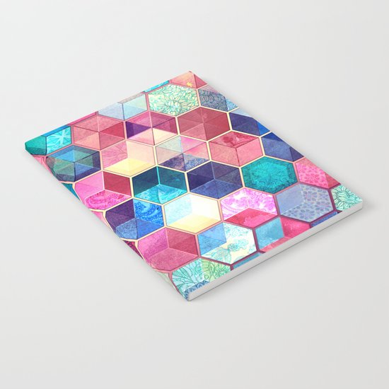 Topaz & Ruby Crystal Honeycomb Cubes Notebook