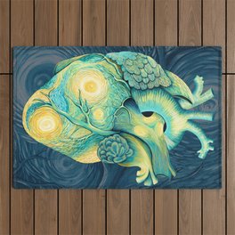 Anatomical Human Heart - Starry Night Inspired Outdoor Rug