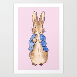 Peter the rabbit pink background Art Print