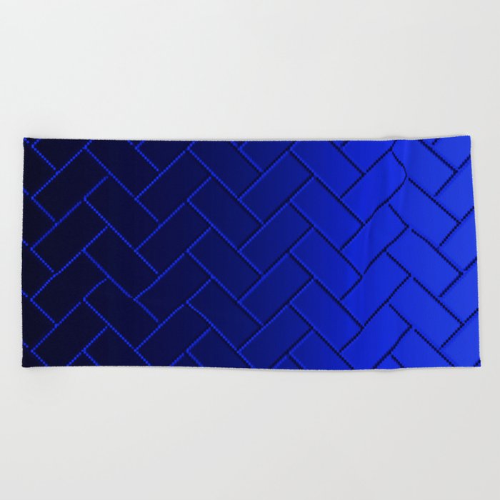 Herringbone Gradient Dark Blue Beach Towel