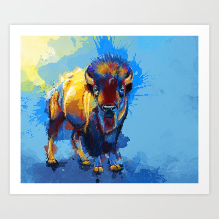 On the Plains - Bison painting Art Print