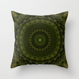 Mandala in olive green tones Throw Pillow
