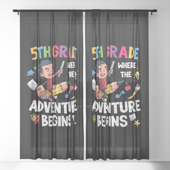 5th Grade Where The Adventure Begins Sheer Curtain