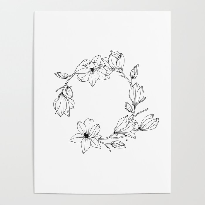 Magnolia Wreath Poster