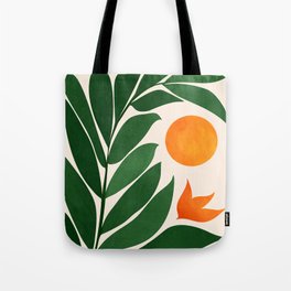 Tropical Forest Sunset / Mid Century Abstract Shapes Tote Bag