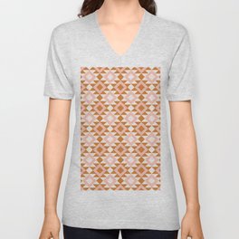 Modern Geometric Ethno Pattern V Neck T Shirt