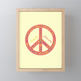 Peace and love, colourful and groovy hippie sign, 60's symbol of freedom Framed Mini Art Print