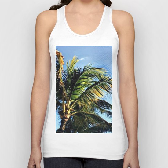Palm Tree in the Wind (Hawaii Sky) Unisex Tank Top