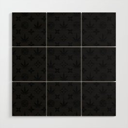 Dark Marijuana tile pattern. Digital Illustration background Wood Wall Art